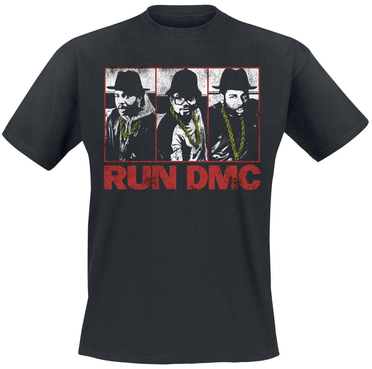 Levně Run DMC Photo Poster Tričko černá