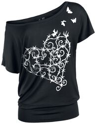 T-Shirt mit verspieltem Stacheldraht-Herz