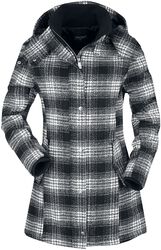 Checkered Short Coat, Black Premium by EMP, Kurzmantel