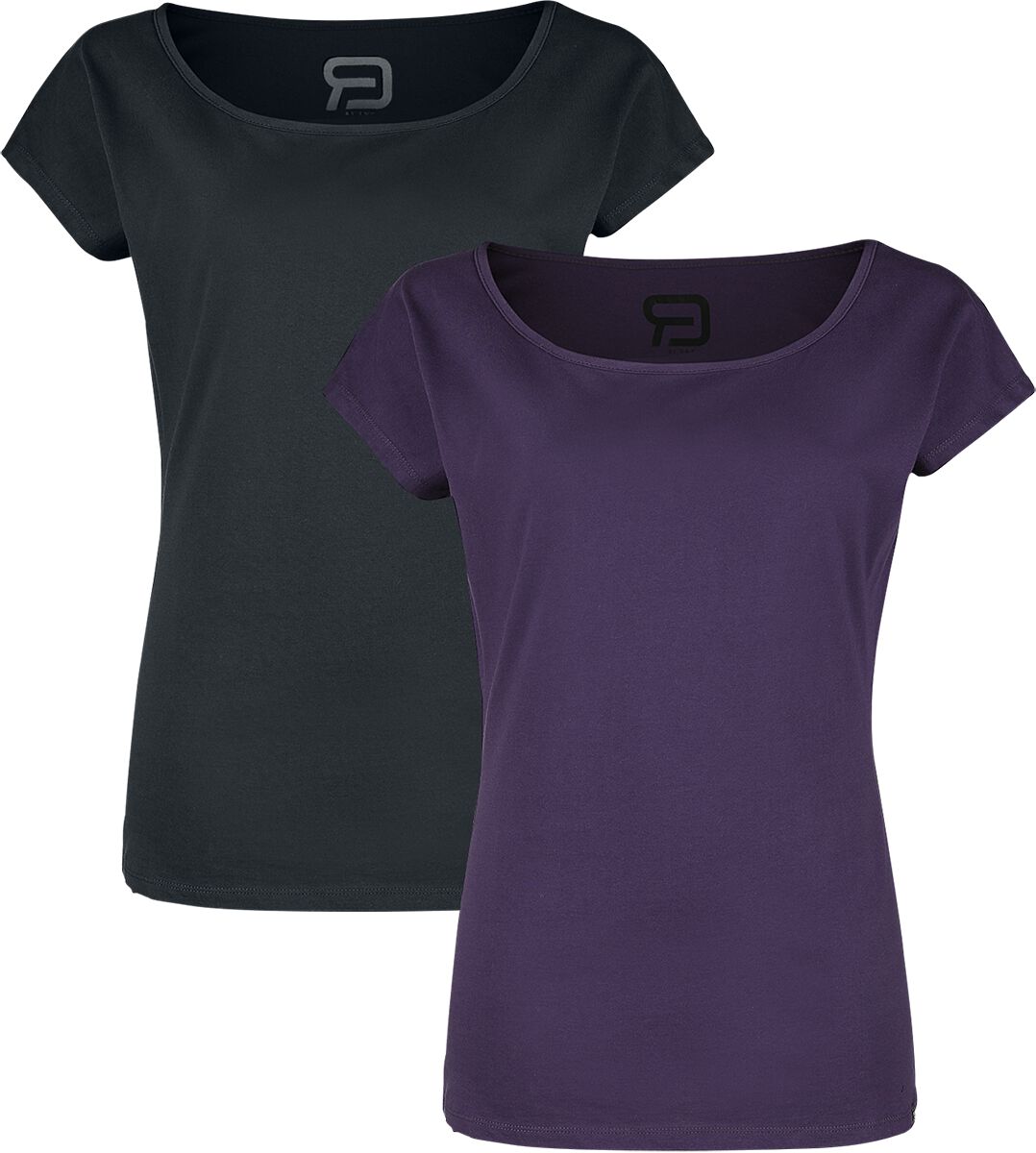 Image of T-Shirt di RED by EMP - Double Pack of Crew-Neck T-Shirts - S a 5XL - Donna - nero/viola