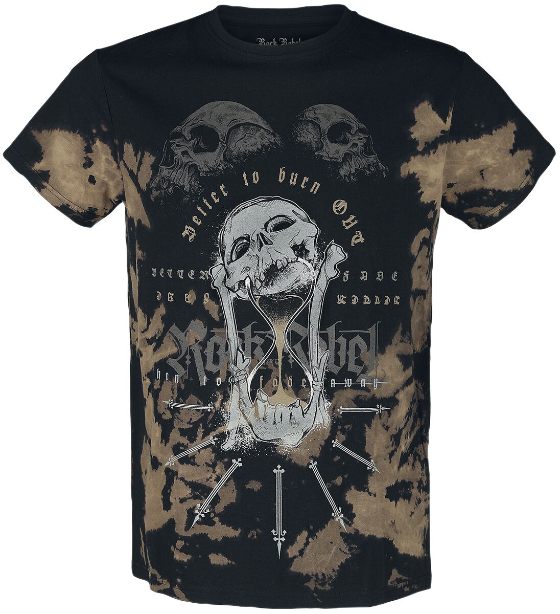 T-Shirt mit Totenkopf Sanduhren Print T-Shirt schwarz von Rock Rebel by EMP