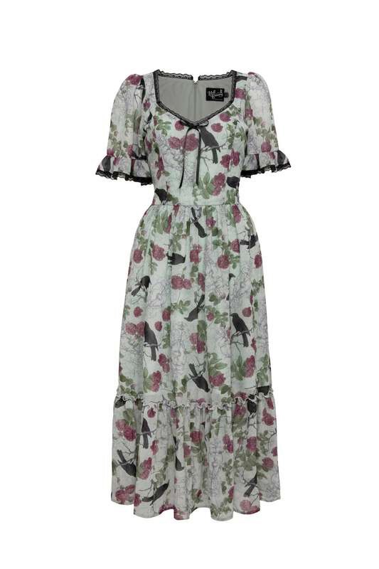 Robe mi-longue Gothic de Hell Bunny - RAVEN DRESS - XS à XXL - pour Femme - multicolore