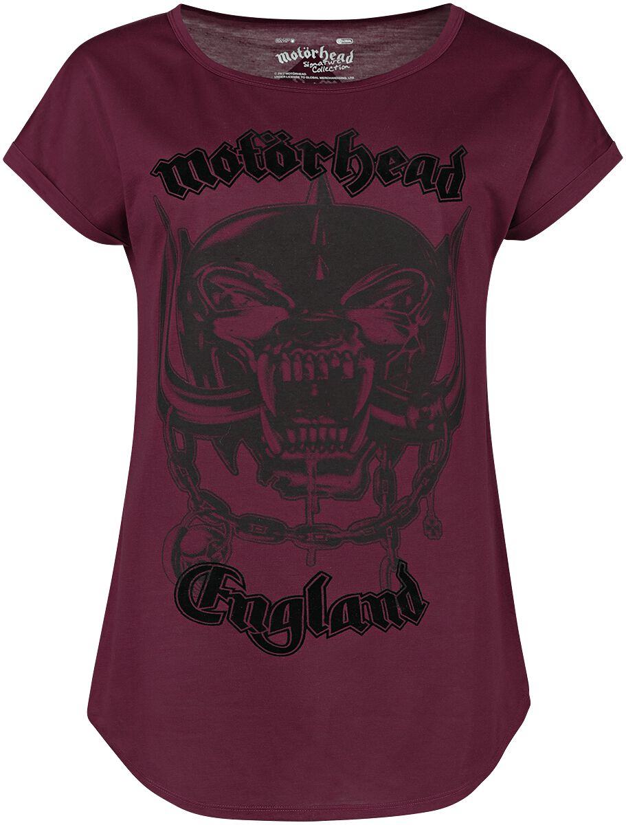 Motörhead T-Shirt – EMP Signature Collection – S bis L – für Damen – Größe S – bordeaux – EMP exklusives Merchandise! Motörhead T-Shirt – EMP Signature Collection – S bis L – für Damen – Größe S – bordeaux – EMP exklusives Merchandise!