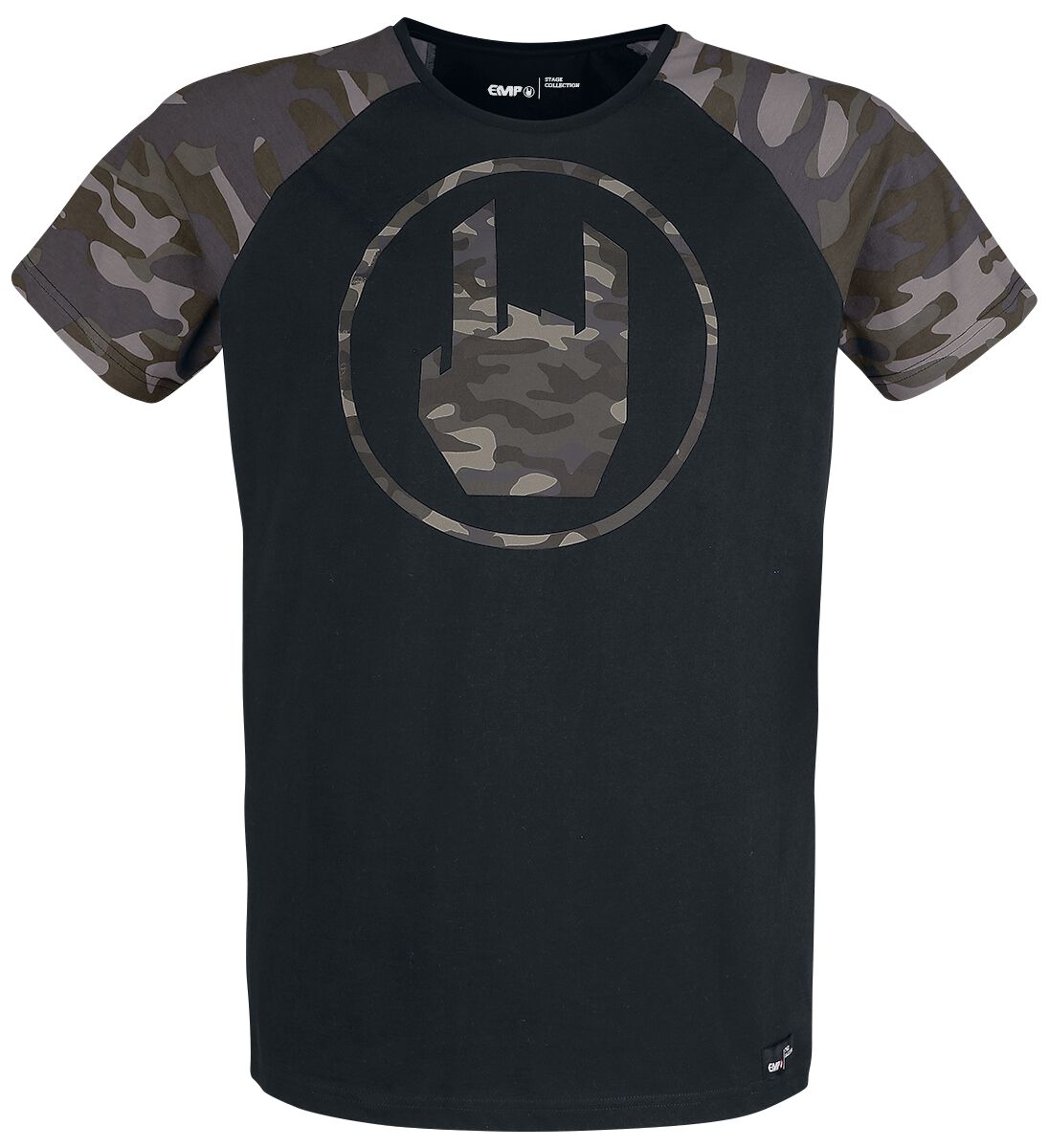 Image of T-Shirt di EMP Stage Collection - Black T-shirt with Camouflage Rockhand Print - S a XXL - Uomo - nero