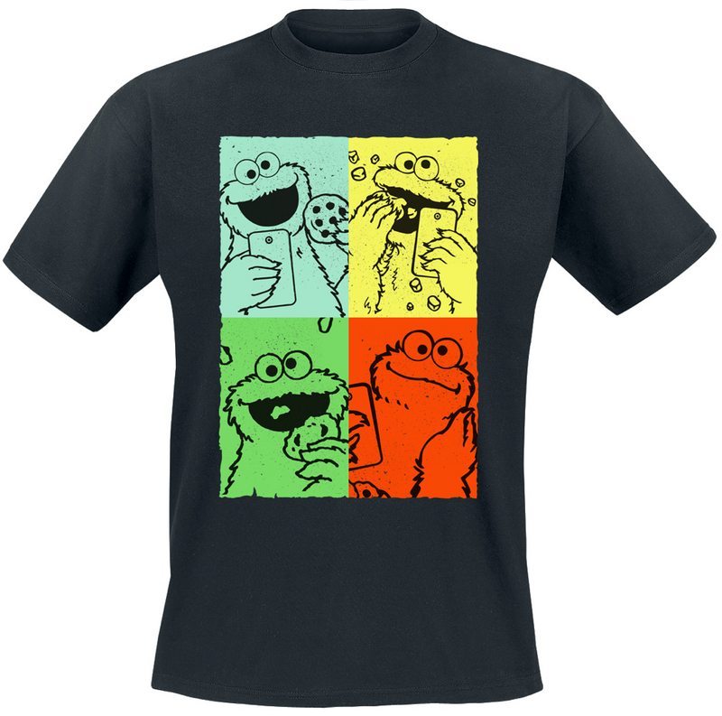 Sesame Street  T-Shirt - Cookie Monster - Vintage Art - for Men - black
