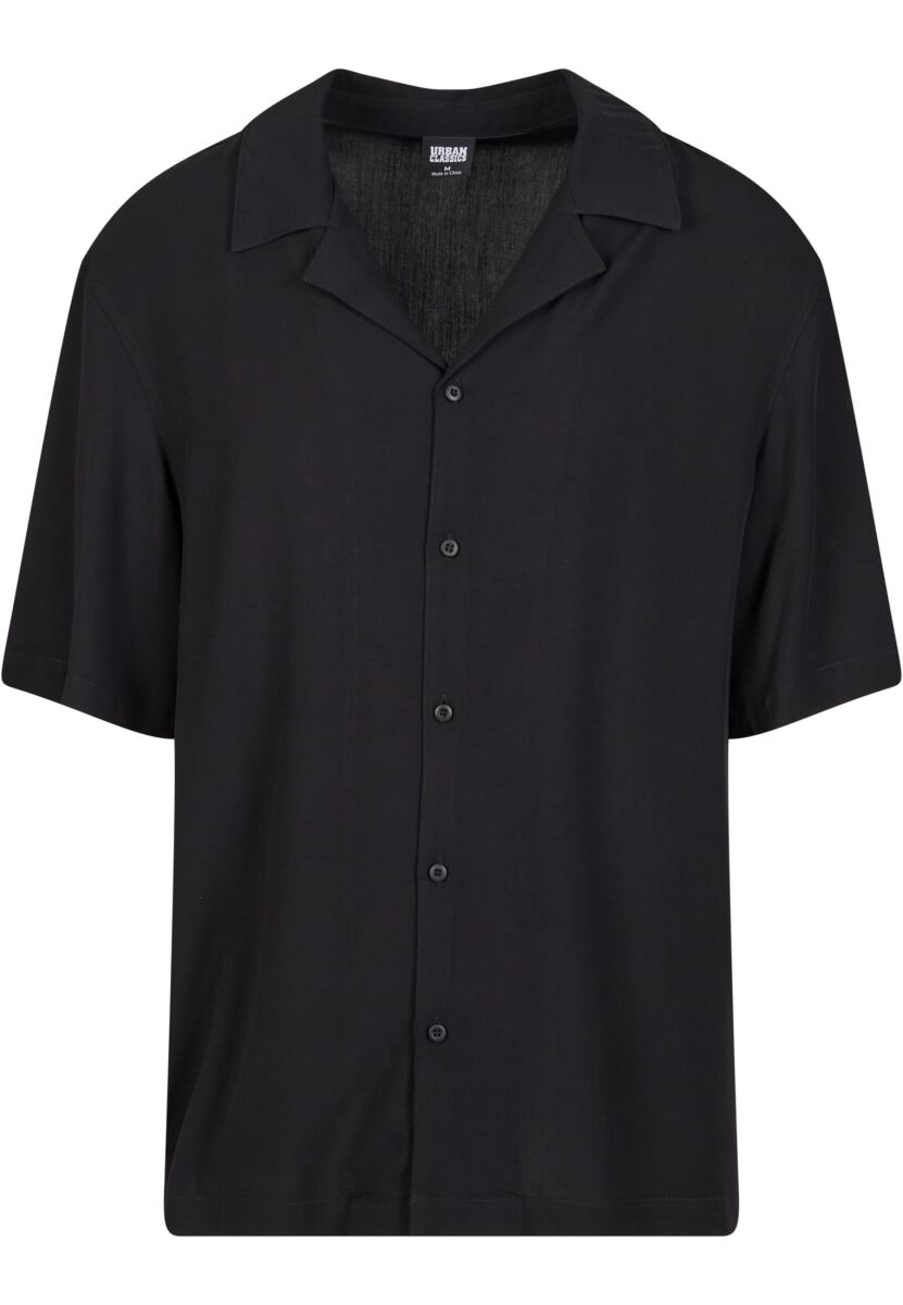 Image of Camicia Maniche Corte di Urban Classics - Loose Viscose Shirt - S a XXL - Uomo - nero