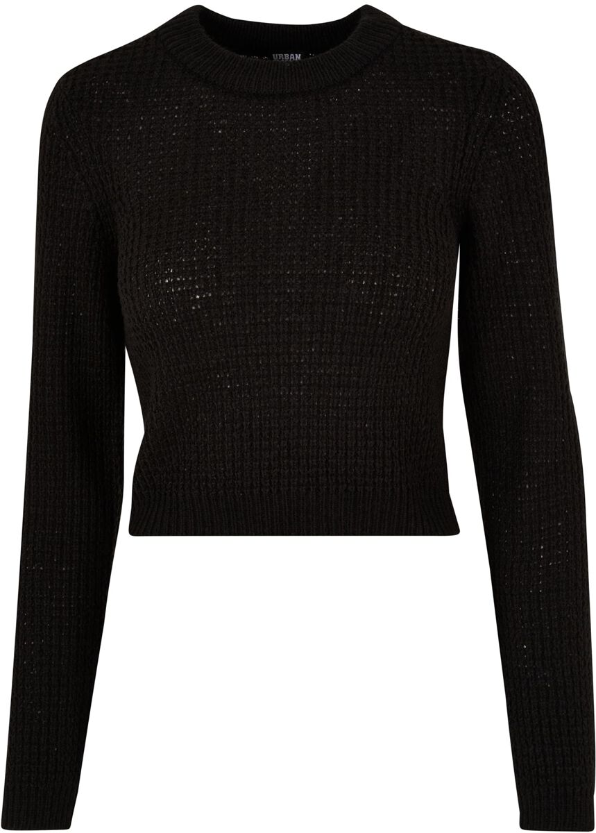 Levně Urban Classics Dámský, krátký svetr s mřížkovaným profilem Pletený svetr černá