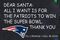 New England Patriots - Tafelschild