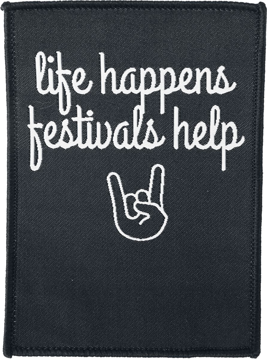 Sprüche Patch - Life Happens, Festivals Help - multicolor  - EMP exklusives Merchandise!