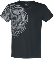 Schwarzes T-Shirt mit großem Skull-Print