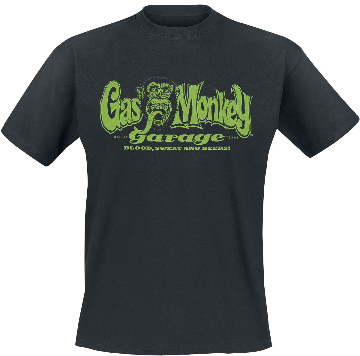 Gas Monkey Garage T-Shirt - Green Script - XXL - für Männer - Größe XXL - schwarz  - Lizenzierter Fanartikel