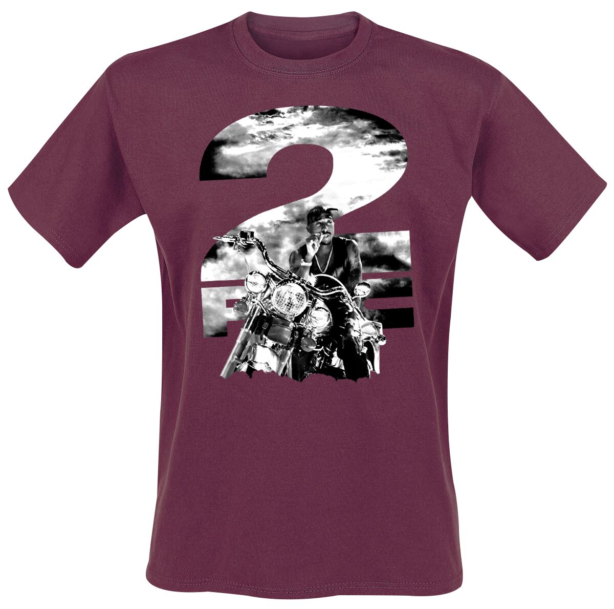 Image of Tupac Shakur Fist In The Clouds T-Shirt burgund