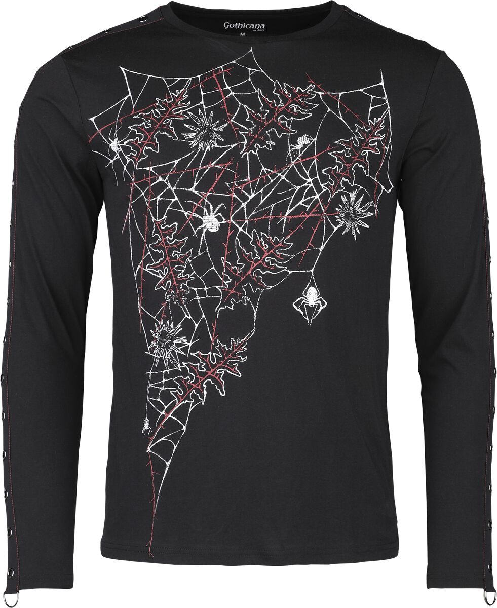 Gothicana by EMP Longsleeve with Spiderweb and Leaves Langarmshirt schwarz in M