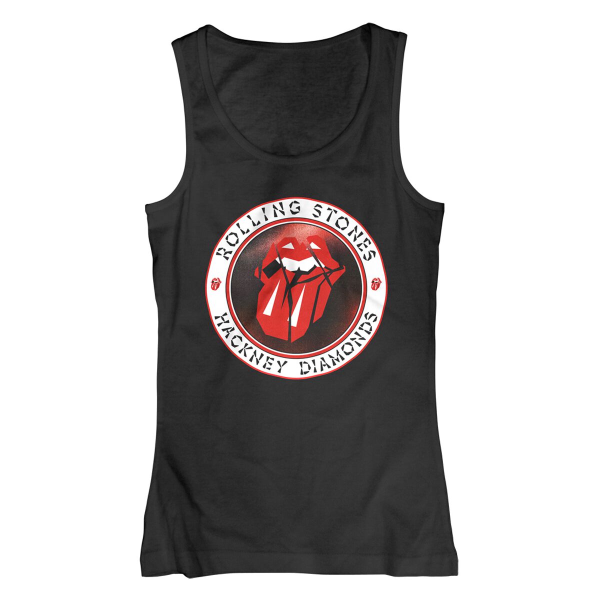 The Rolling Stones Top - Hackney Diamonds Circle Label - S bis XXL - für Damen - Größe S - schwarz  - Lizenziertes Merchandise!