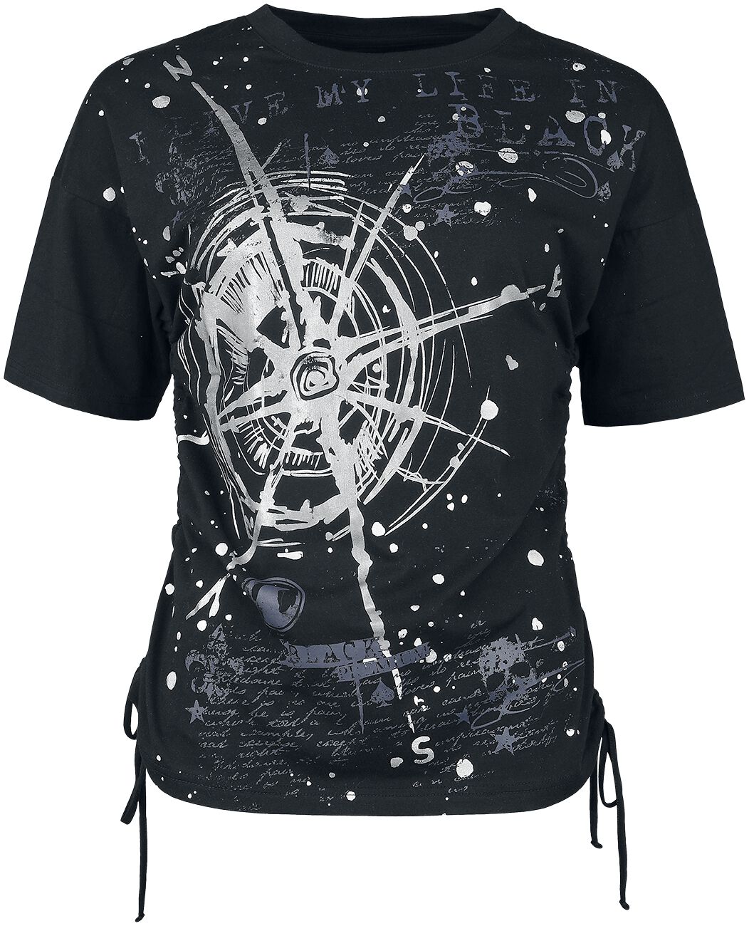 Levně Black Premium by EMP Tričko s lesklým, střibrným potiskem na přední straně Dámské tričko černá