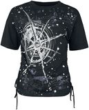 T-Shirt With Shiny Silver Frontprint, Black Premium by EMP, T-Shirt