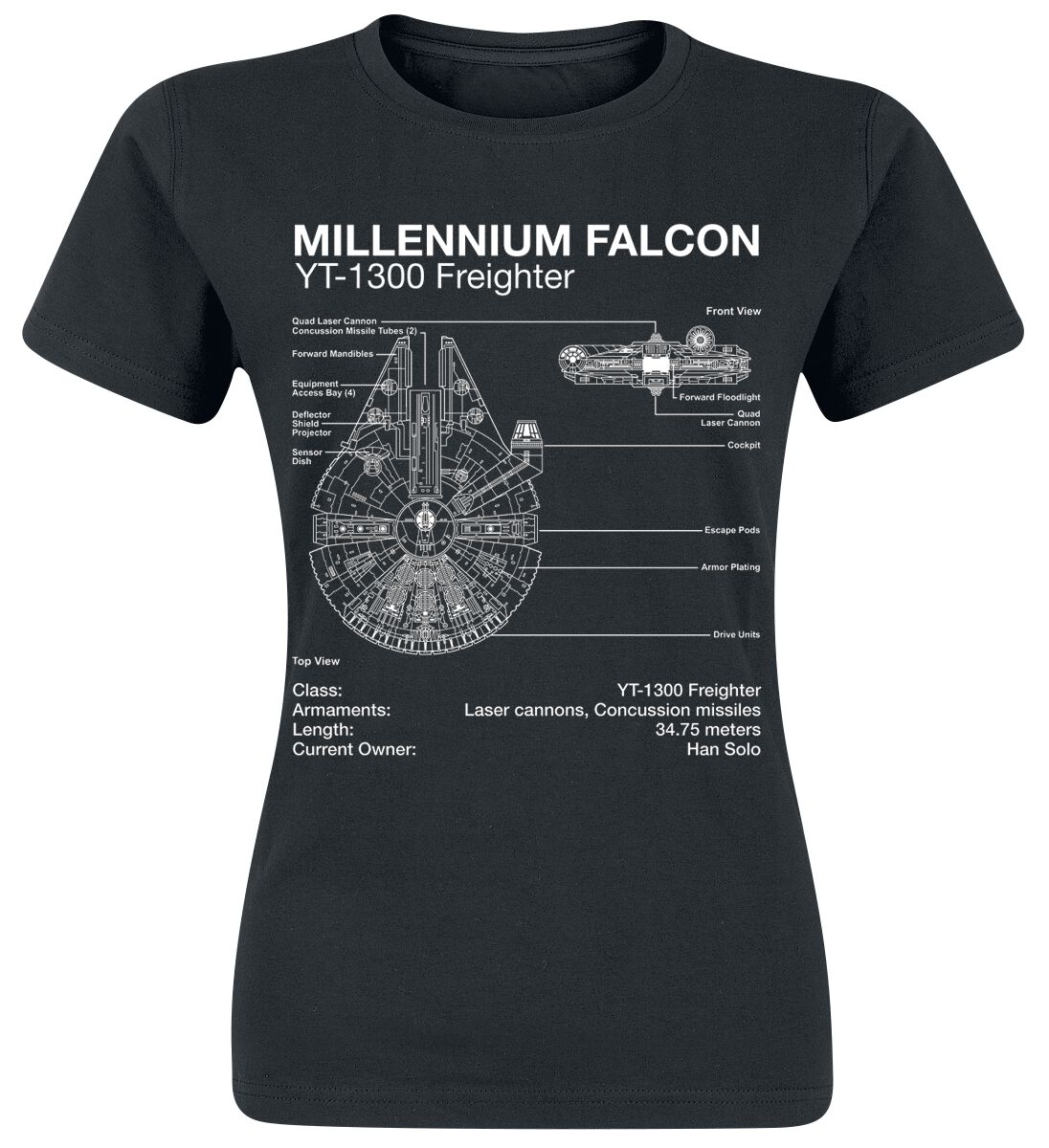Star Wars Millenium Falcon - Sketch T-Shirt black