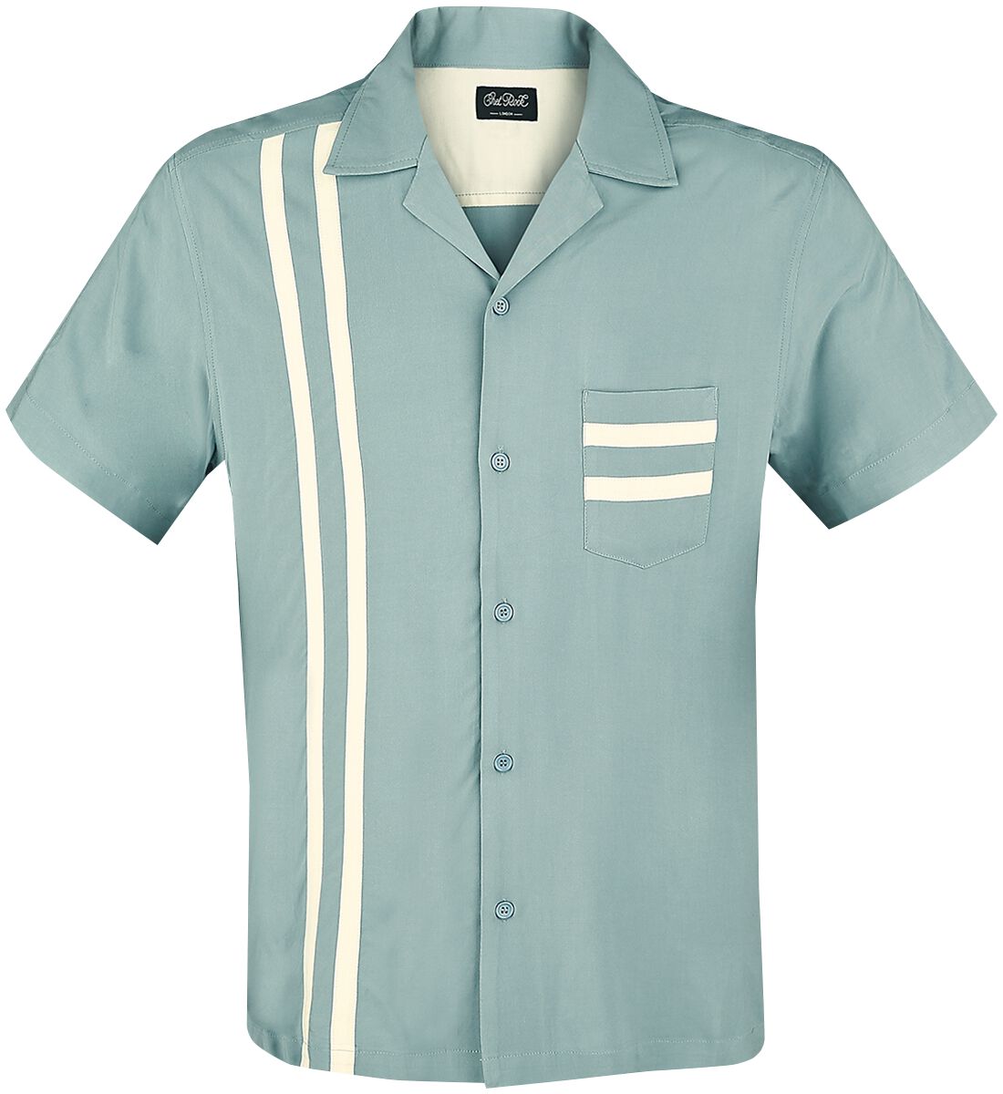 Chet Rock Lucky Stripe Bowling Shirt Short-sleeved Shirt petrol white