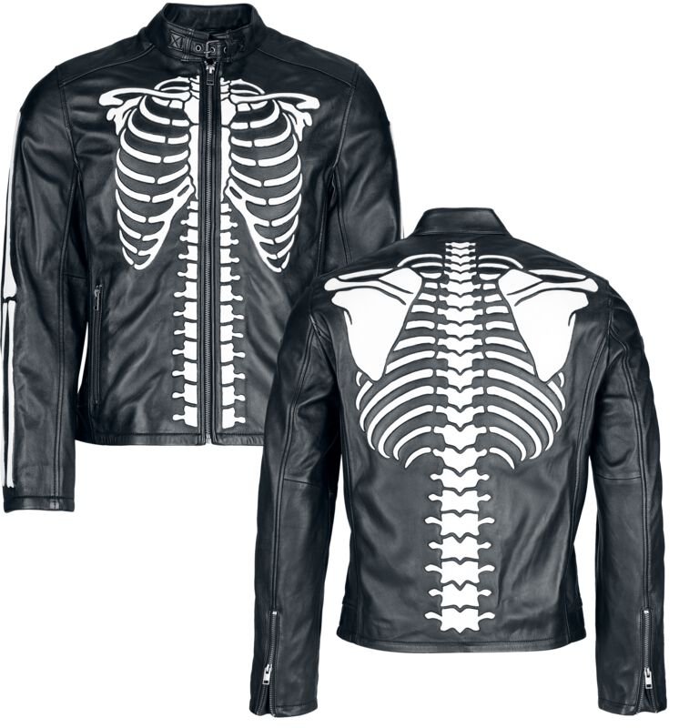 Black Premium by EMP Lederjacke - Skull & Bones - S bis XXL - für Männer - Größe M - schwarz