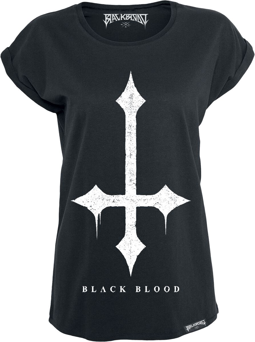 T-Shirt Manches courtes Gothic de Black Blood by Gothicana - Croix - S à XXL - pour Femme - noir