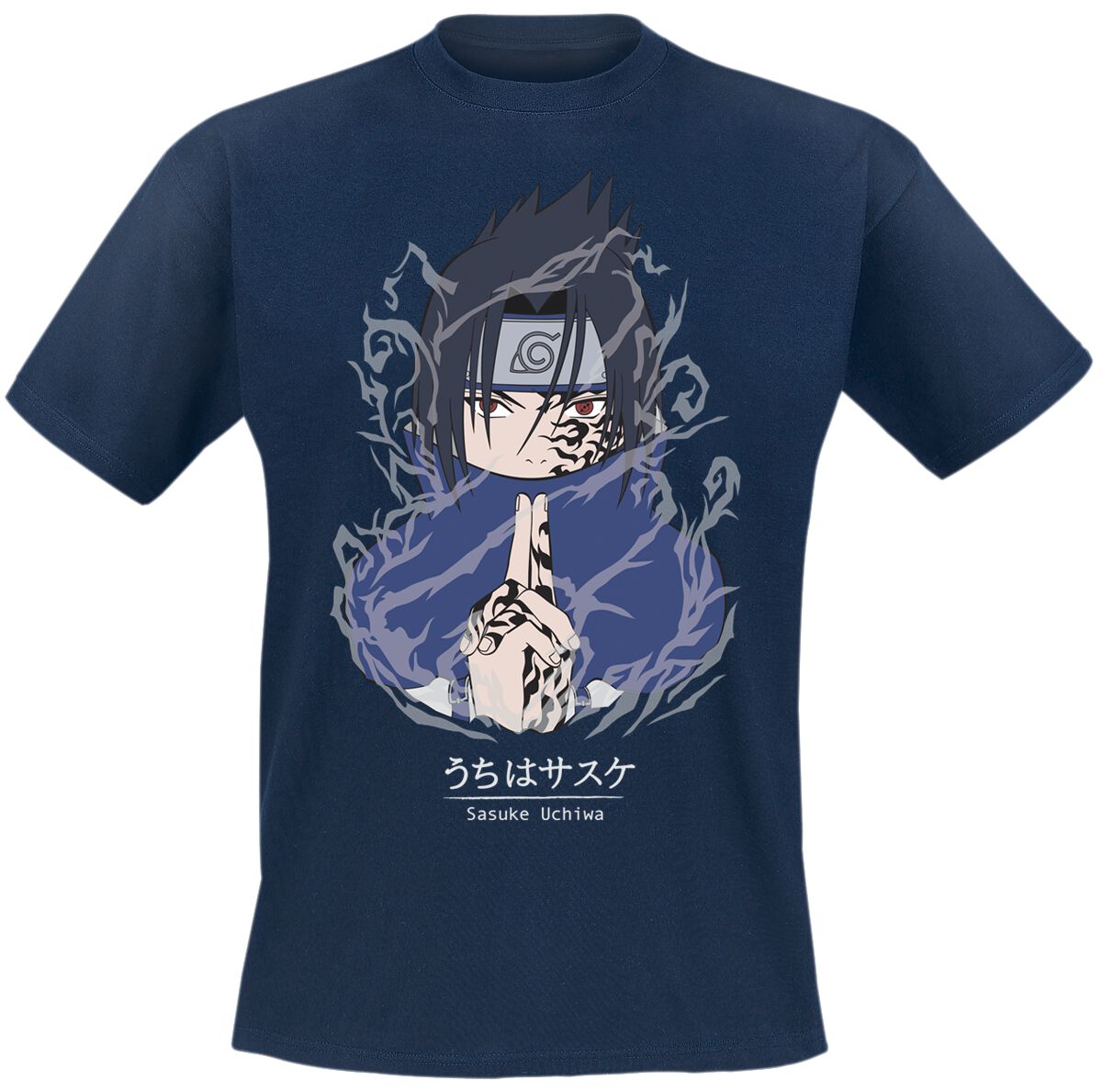 Naruto - Anime T-Shirt - Sasuke - S bis L - für Männer - Größe S - navy  - Lizenzierter Fanartikel