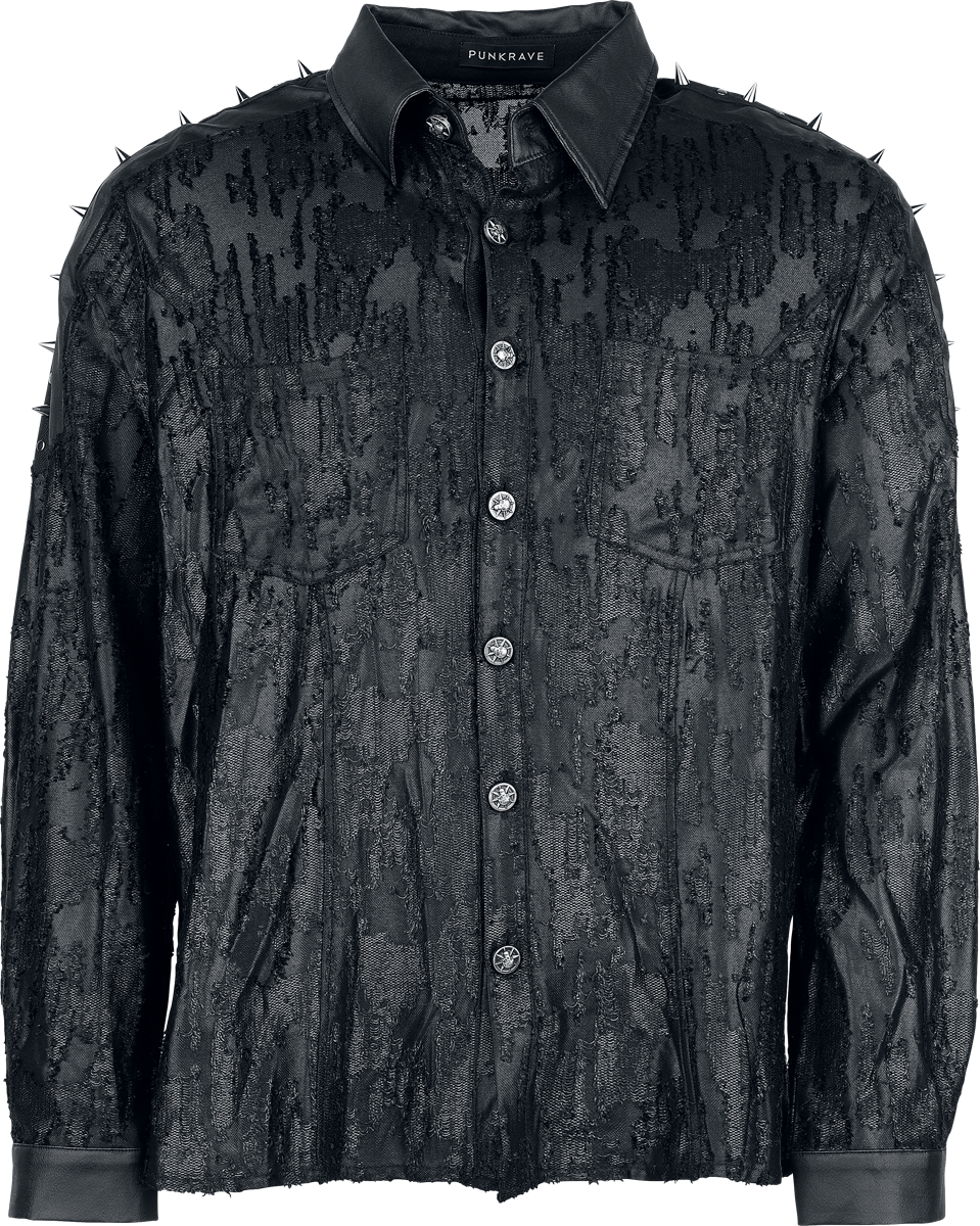 Punk Rave Gothic Longsleeve - Punk Handsome Spiked Shirt - for Men - black