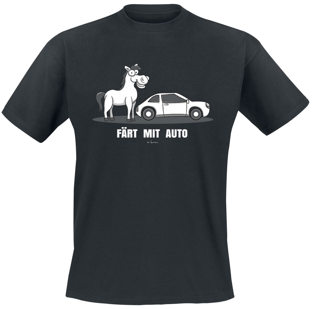Tierisch Färt mit Auto T-Shirt schwarz