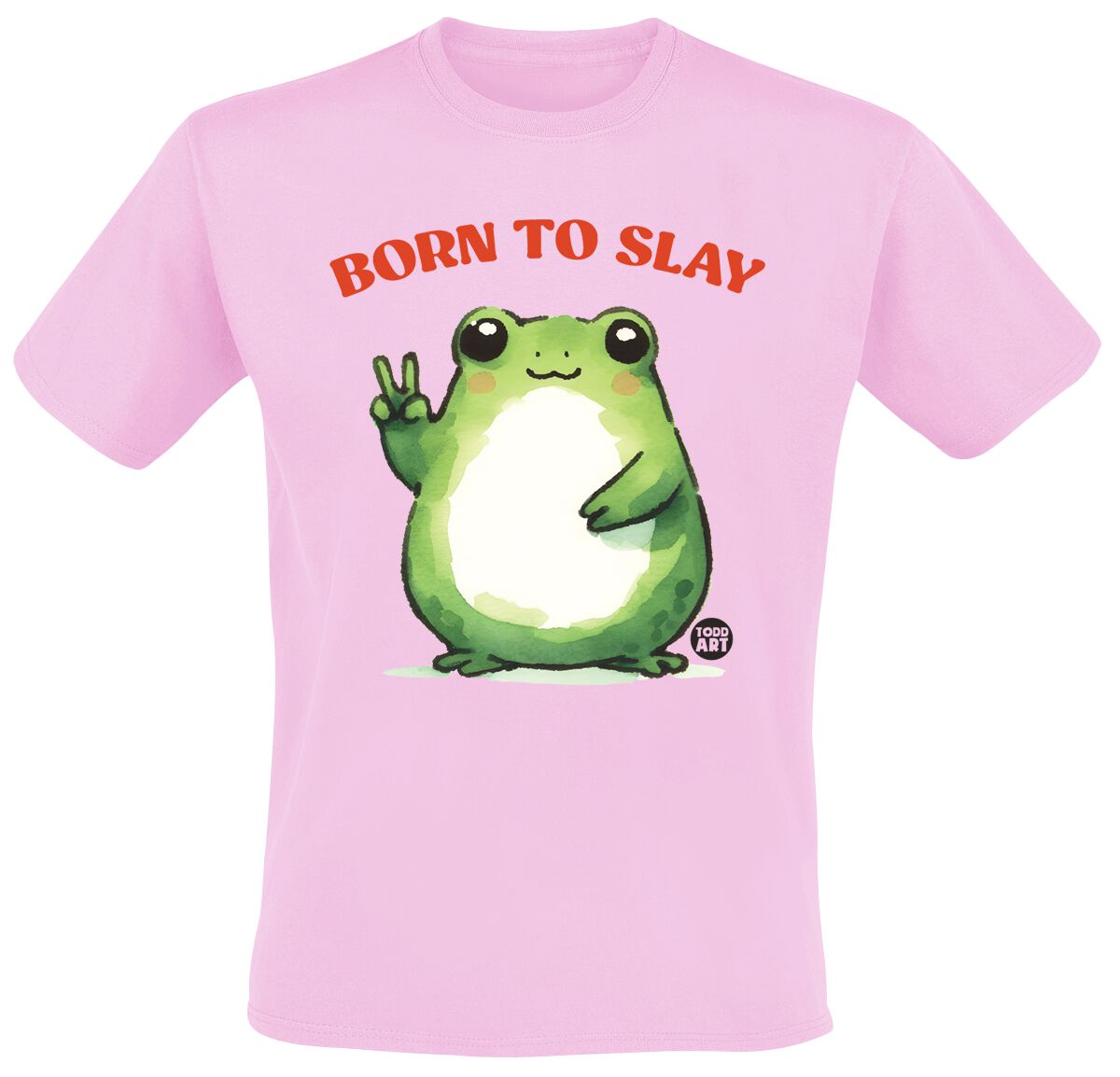 Todd Goldman - Fun T-shirt - Born To Slay - Frog - M tot 3XL - voor Mannen - lichtroze