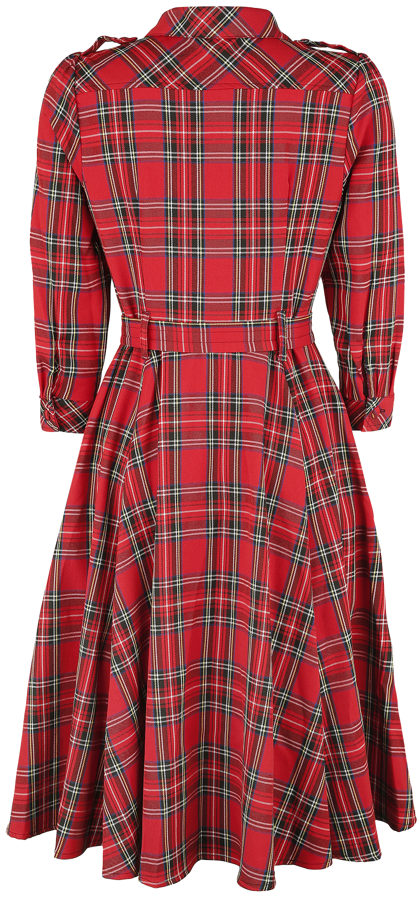 H&R London - Rockabilly Kleid knielang - Evie Red Tartan Swing Dress - XS bis XXL - für Damen - Größe XS - schwarz/rot