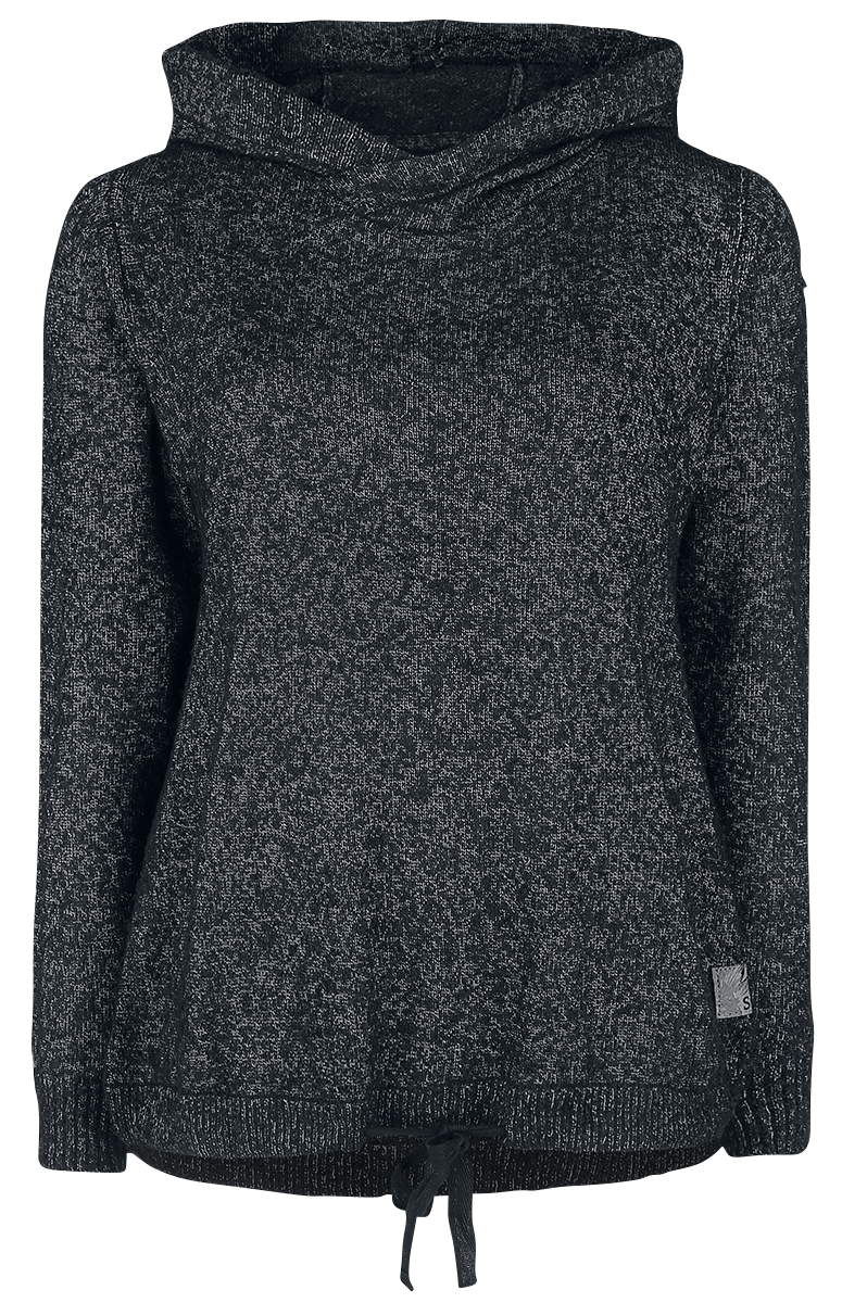 Sublevel - Womans Knitted Hoodie - Girls hooded sweatshirt - mottled black image