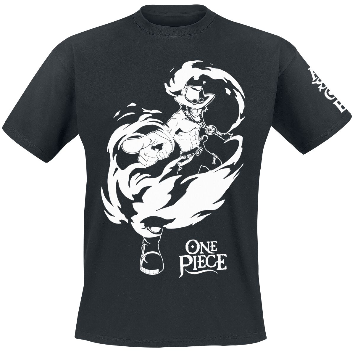 One Piece - Anime T-Shirt - Ace - S bis XL - für Männer - Größe S - schwarz  - Lizenzierter Fanartikel