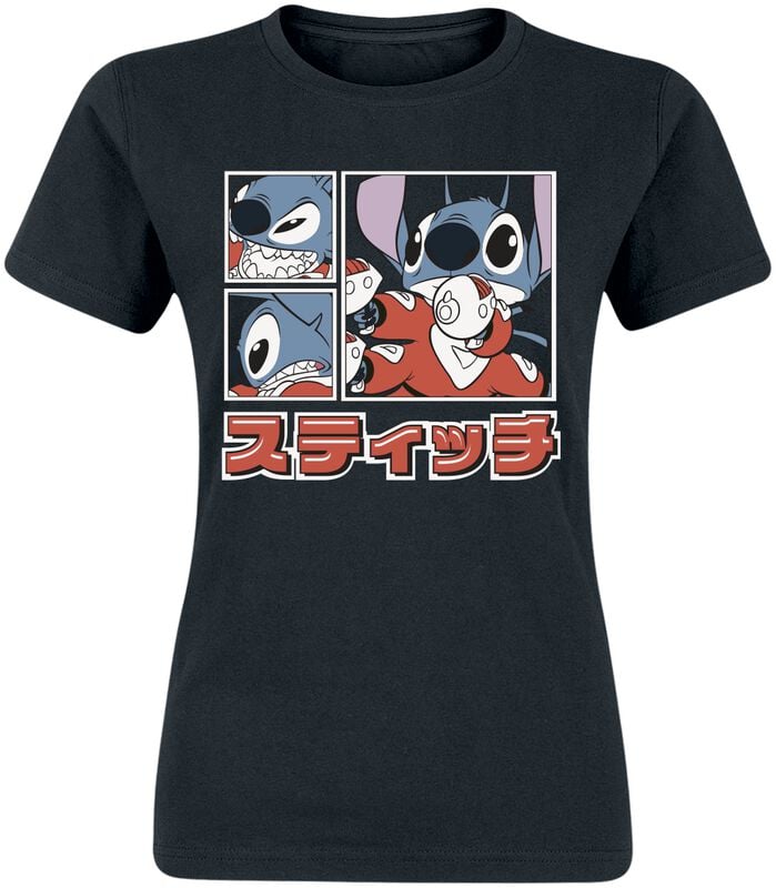 Lilo & Stitch - Disney T-shirt - Japansk stil - S till XXL - Damer - sort