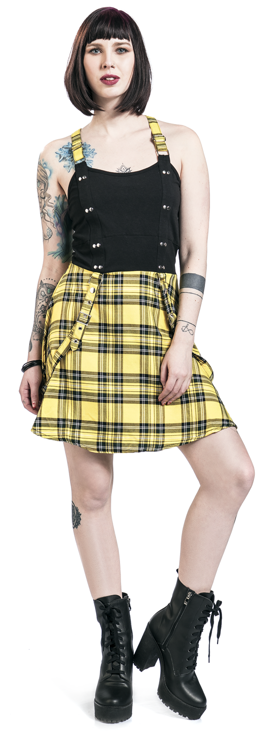 Heartless Incantation Dress Kurzes Kleid schwarz gelb