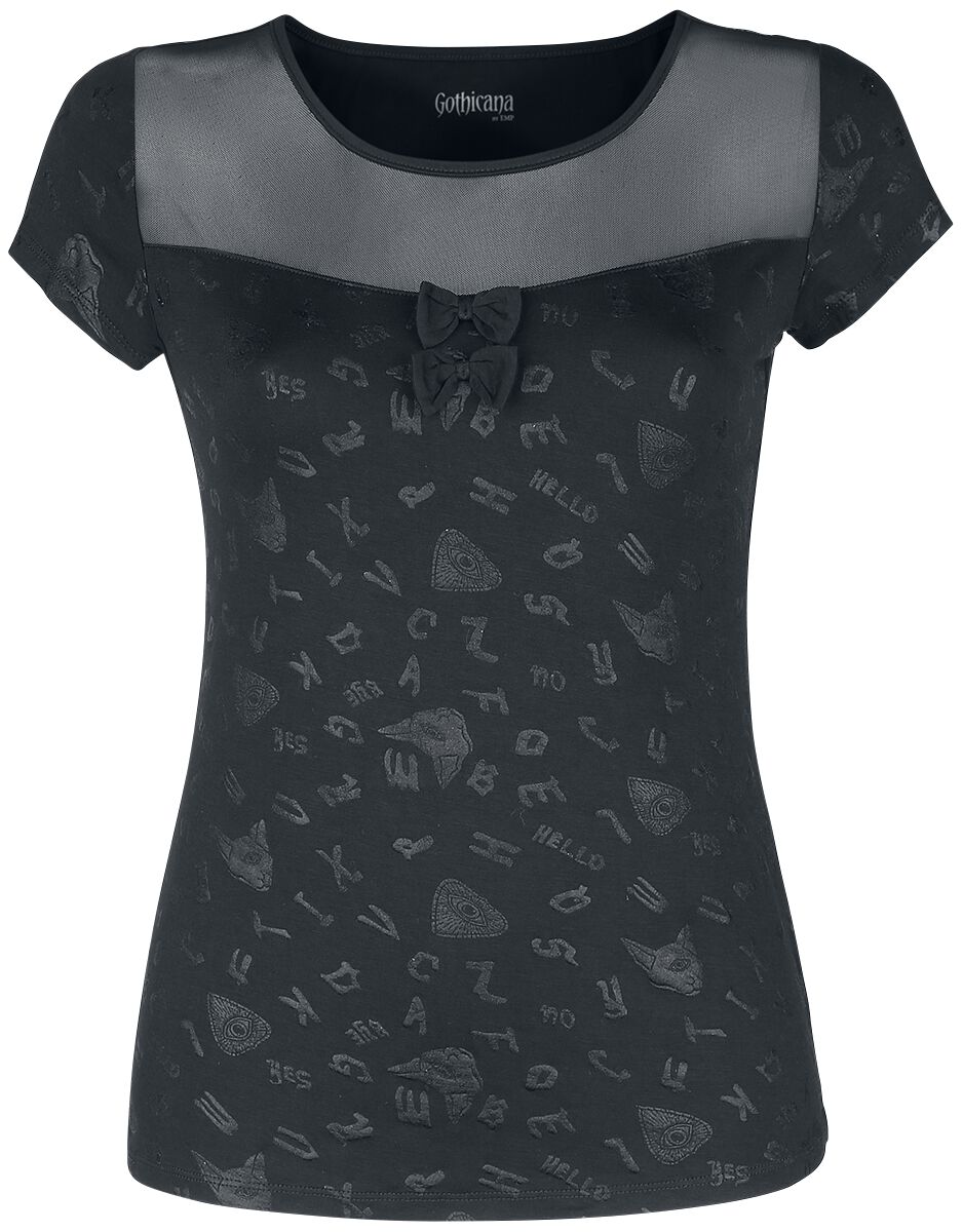 Image of Gothicana by EMP T-Shirt mit Alloverprint und Mesh-Einsatz Girl-Shirt schwarz