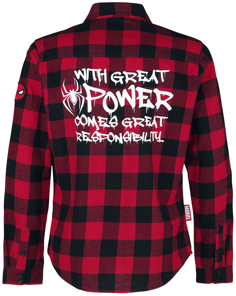Spider-Man With Great Power Comes Great Responsibility Langarmhemd schwarz rot