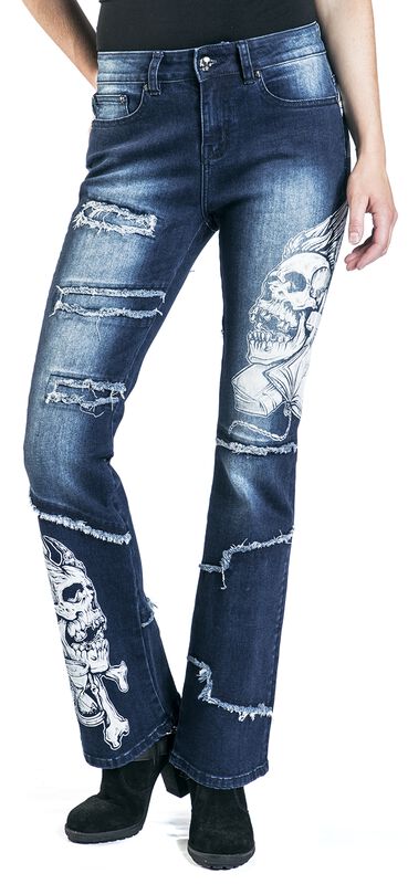 Markenkleidung Brands by EMP Grace - Jeans mit Prints und Used-Look-Details | Rock Rebel by EMP Jeans