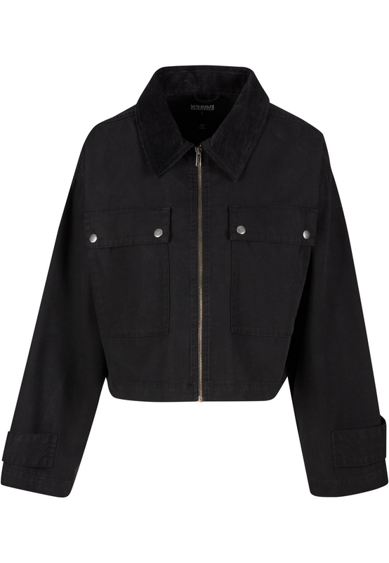 Urban Classics  Mid-Season Jackets - Ladies' Workwear Cropped Cotton Jacket - for Women - black