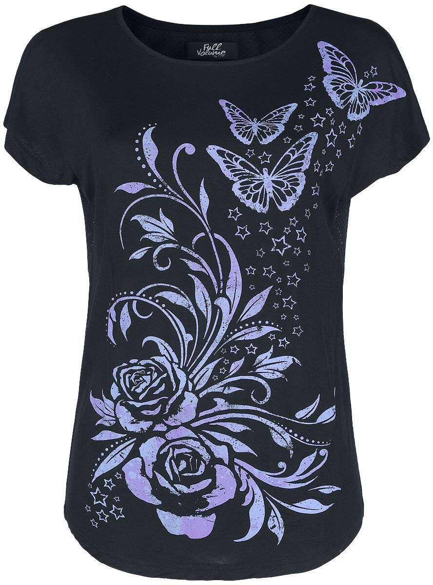 Image of T-Shirt di Full Volume by EMP - T-Shirt with Print and Mesh Back - XS a XXL - Donna - nero
