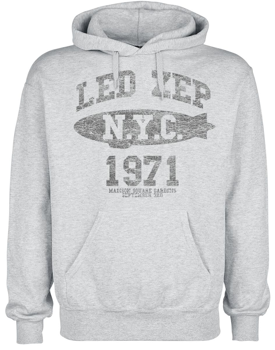 Led Zeppelin Kapuzenpullover - LZ College - S bis M - für Männer - Größe M - grau  - Lizenziertes Merchandise!