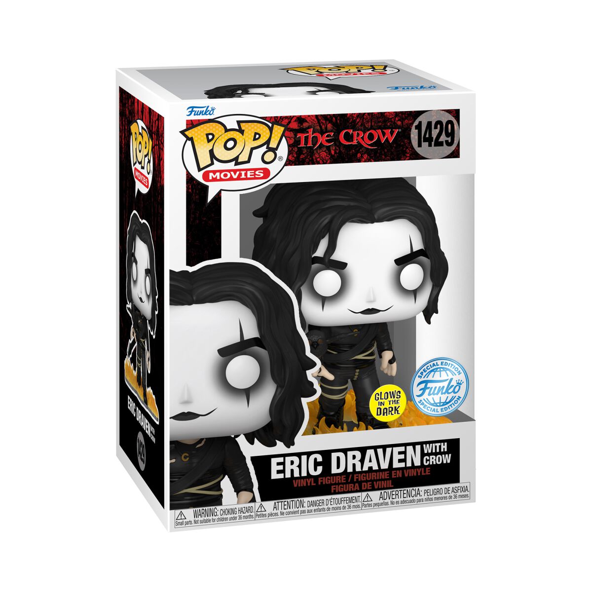 Image of The Crow - Eric Draven with Crow (Glow in the Dark) Vinyl Figurine 1429 - Funko Pop! - Funko Shop Europe