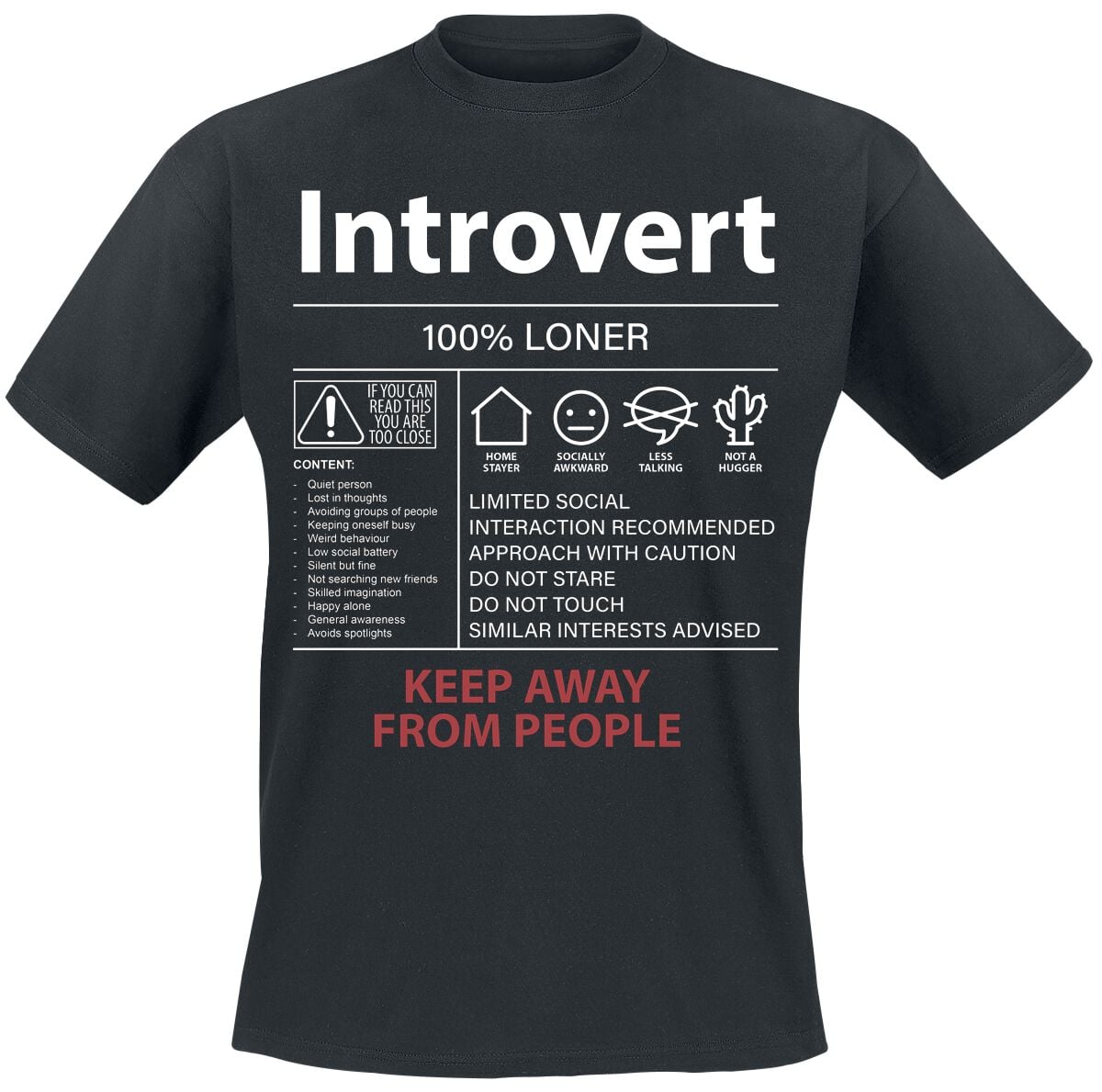 Slogans Introvert T-shirt black