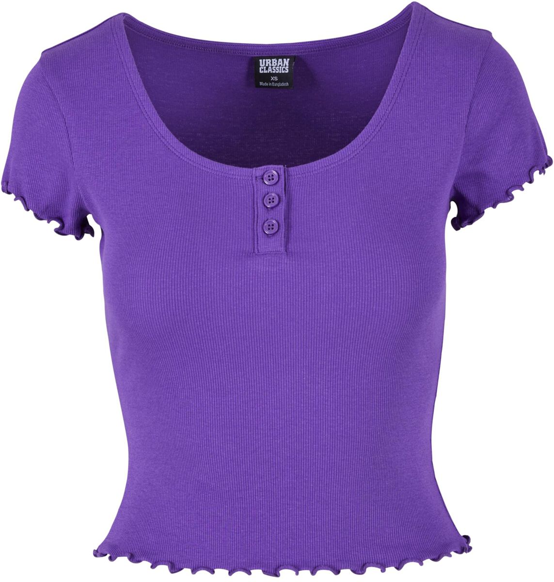 Urban Classics T-Shirt - Ladies Rib Babylock Tee - S bis XXL - für Damen - Größe XL - lila