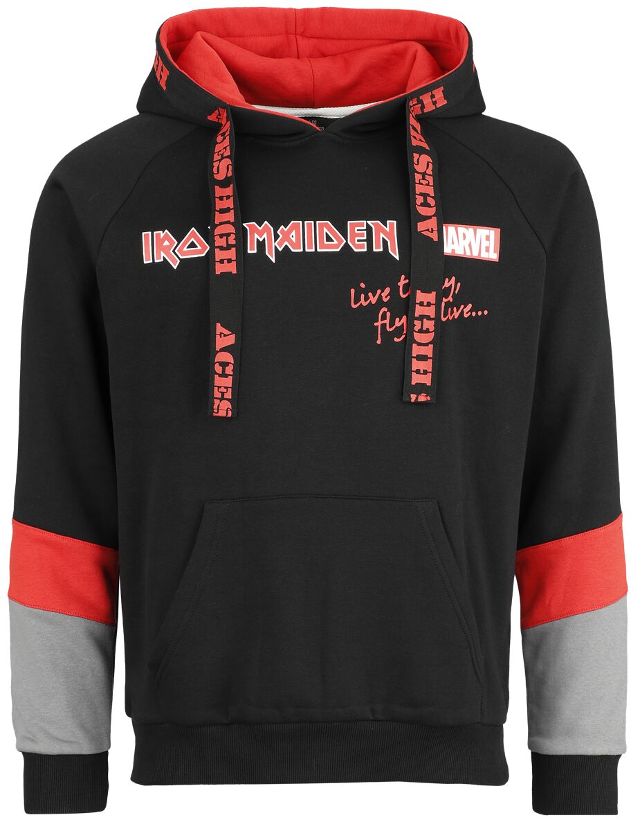 Levně Iron Maiden Iron Maiden x Marvel Collection Mikina s kapucí Černá / šedá / červená
