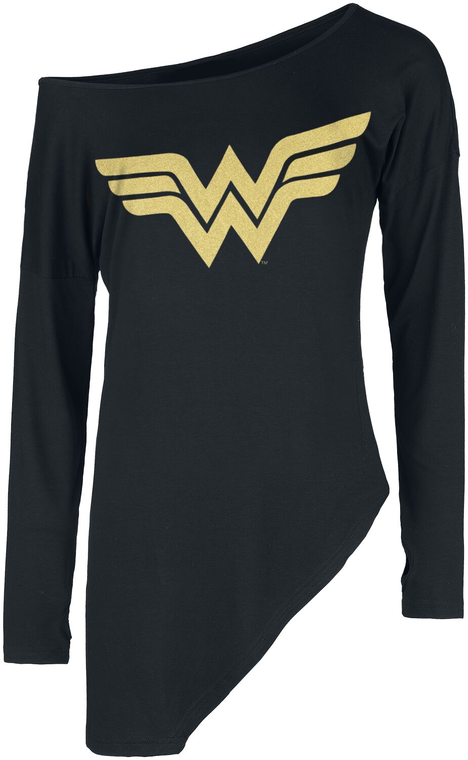 T-shirt manches longues de Wonder Woman - Symbole Doré - S à XXL - pour Femme - noir