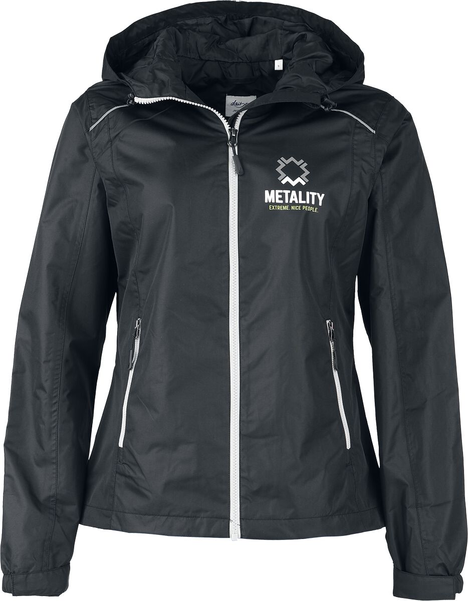 4068143377164 - Damen Rain Jacket Kapuzenjacke schwarz silberfarben in S