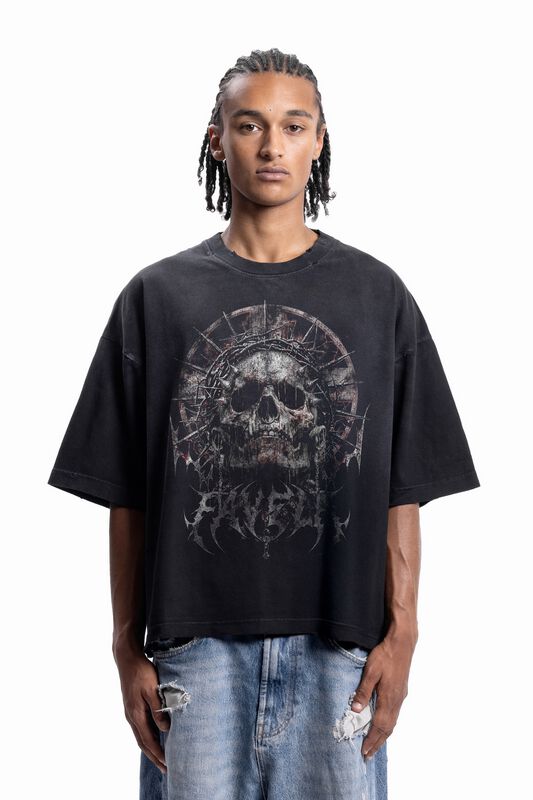 Levně Favela TRIBAL SKULL BLACK WASHED T-SHIRT Tričko černá