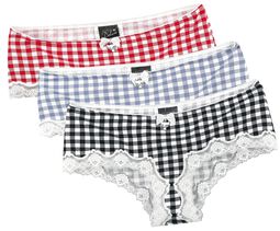 Plaid 3er Set Hipster Pants, Pussy Deluxe, Panty-Set