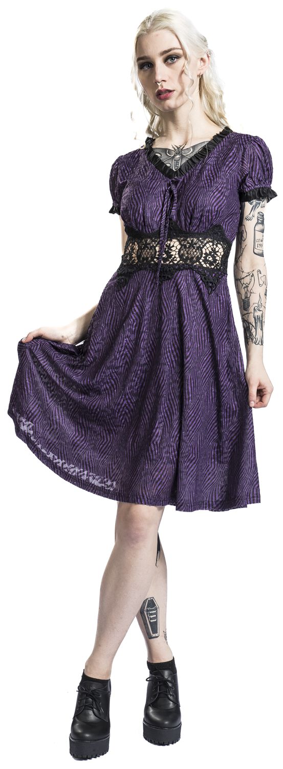 East Village Dress Zebra Flocked Purple Taffeta