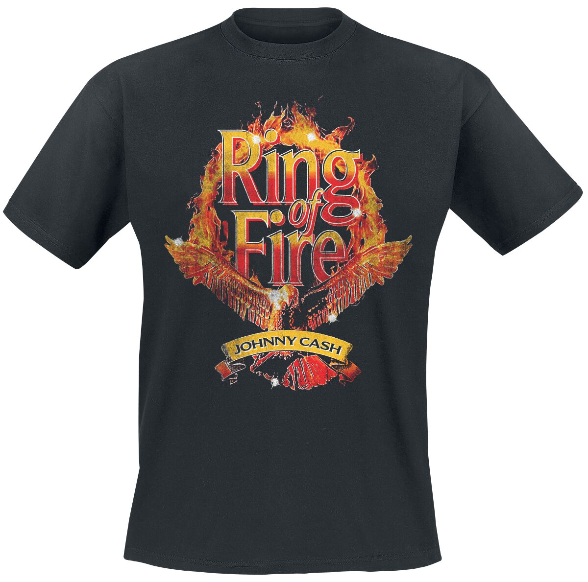 Johnny Cash Ring Of Fire Eagle Vintage T-Shirt black