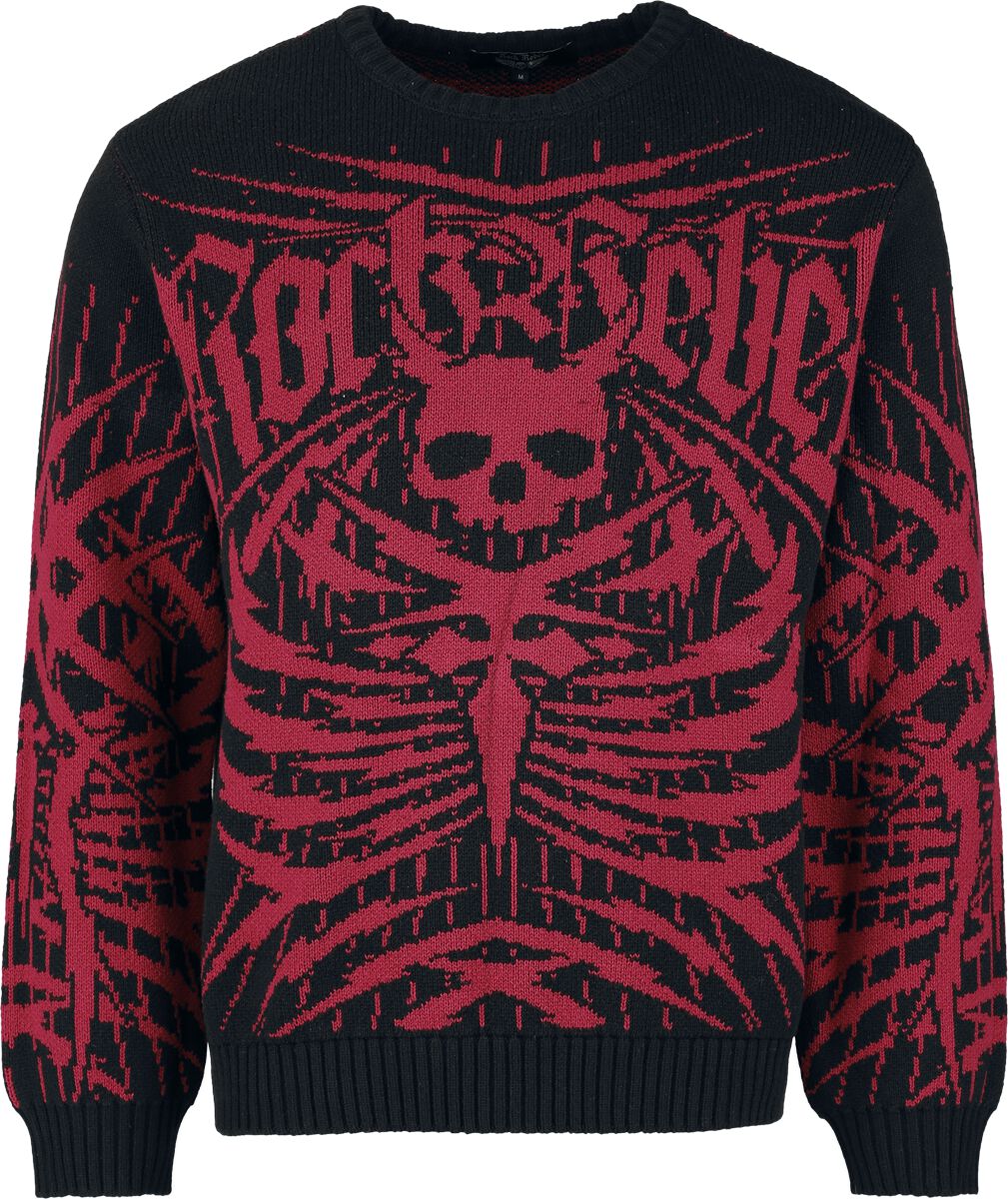 Rock Rebel by EMP - Rock Strickpullover - Rebels & Reapers - S bis XXL - für Männer - Größe S - schwarz/rot